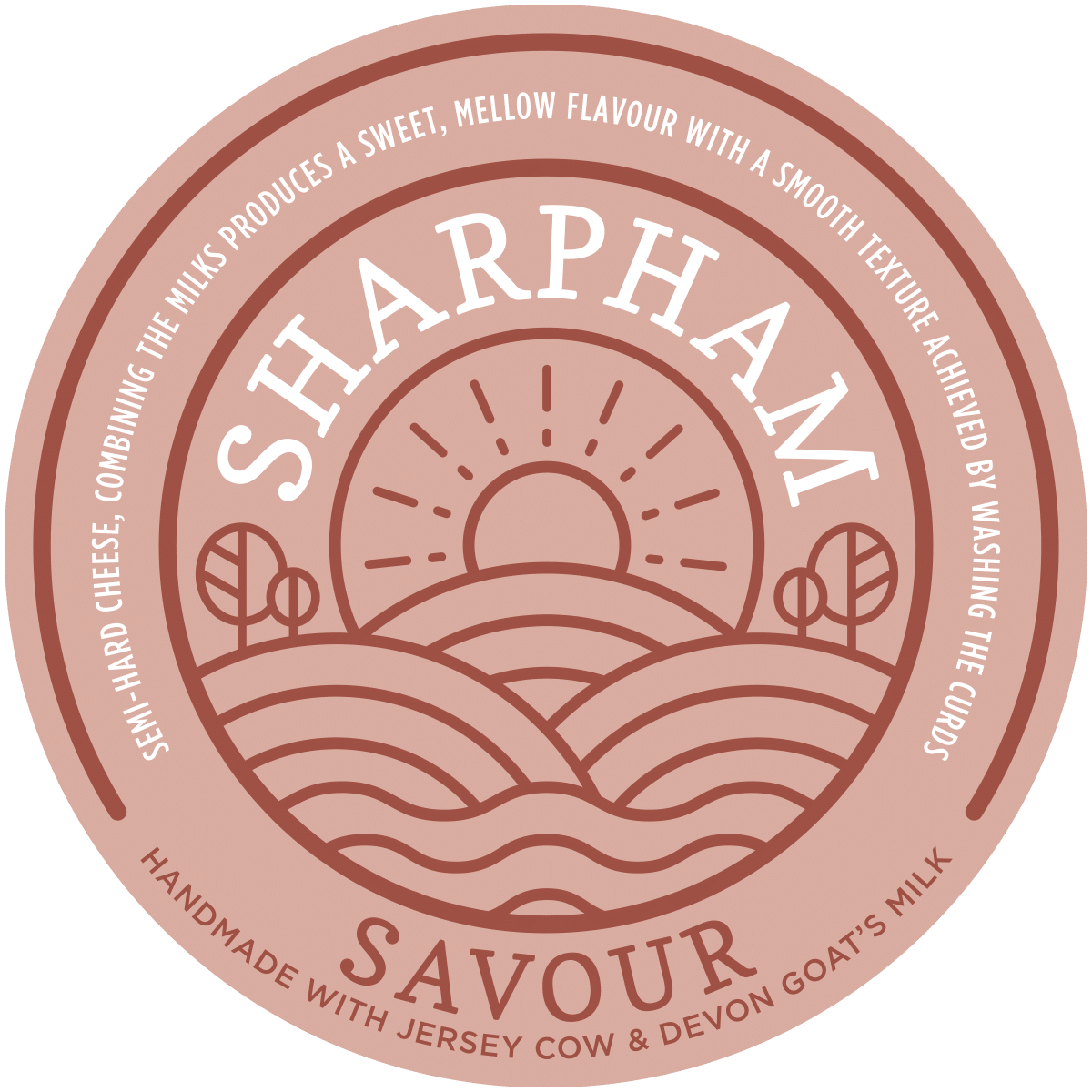 Sharpham Savour Cheese branded label