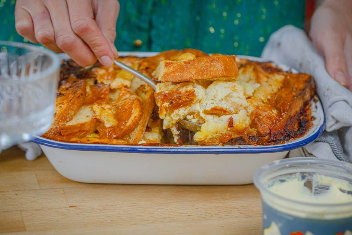 Cheese Bread & Butter Pudding